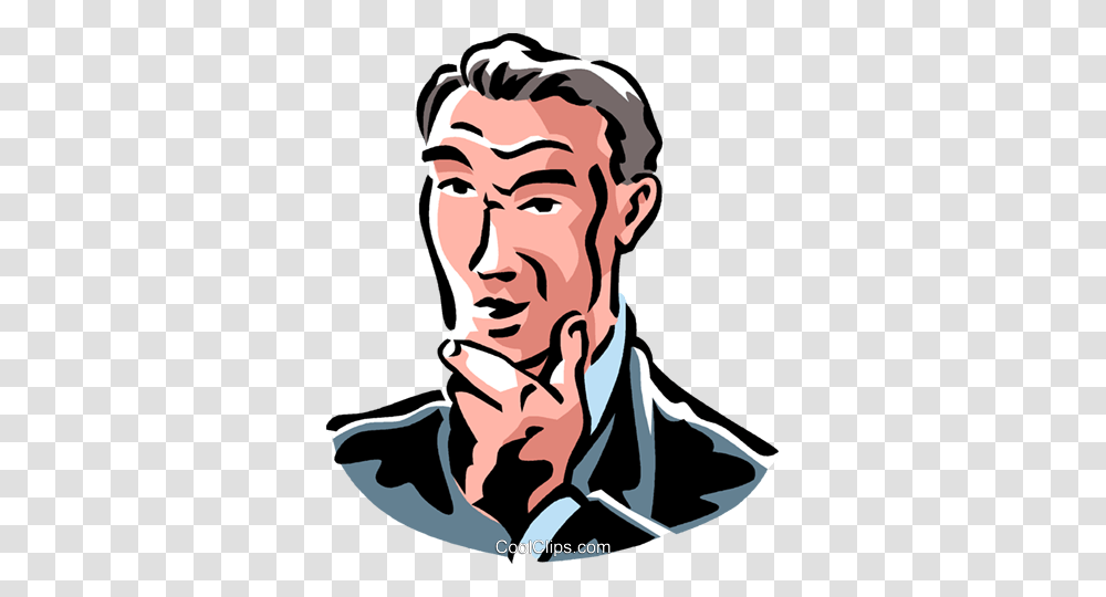 Man Thinking Royalty Free Vector Clip Art Illustration, Head, Face, Person, Human Transparent Png