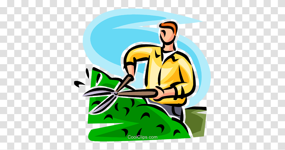 Man Trimming A Hedge Royalty Free Vector Clip Art Illustration, Paddle, Oars, Cleaning, Poster Transparent Png