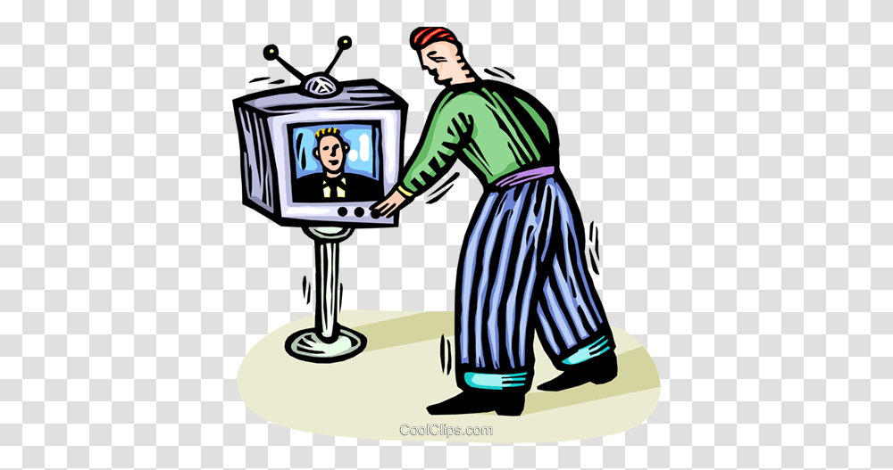 Man Turning The Tv Channels Royalty Free Vector Clip Art, Person, Performer, Magician, Rock Transparent Png