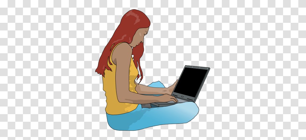 Man Using Computer Clip Art, Pc, Electronics, Laptop, Sitting Transparent Png