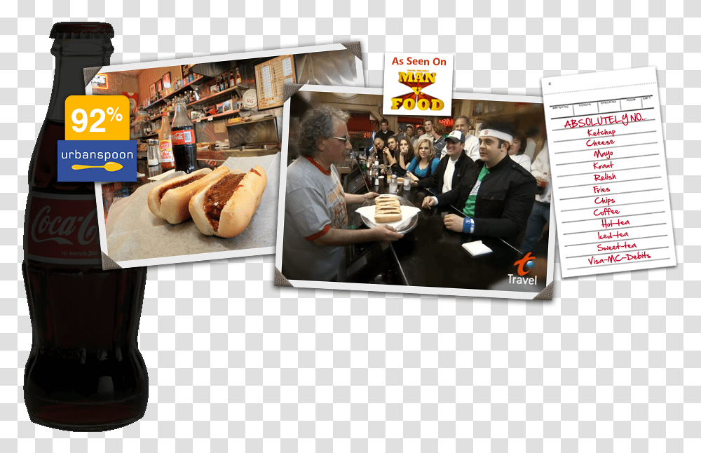 Man V. Food, Person, Human, Hot Dog, Advertisement Transparent Png