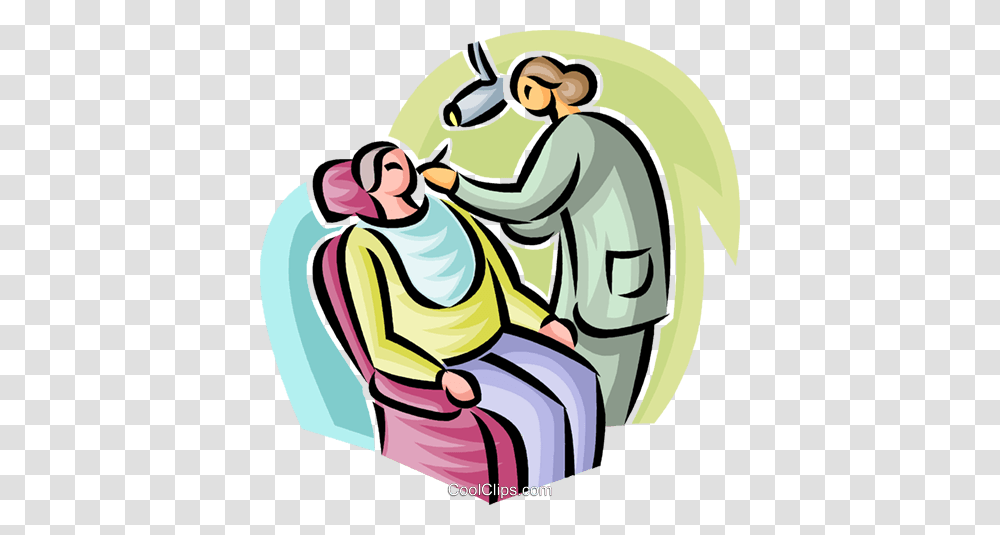 Man Visiting The Dentist Royalty Free Vector Clip Art Illustration, Drawing, Worker, Hairdresser, Washing Transparent Png
