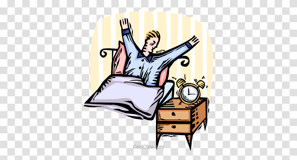 Man Waking Up In The Morning Royalty Free Vector Clip Art, Person, Furniture, Cushion Transparent Png