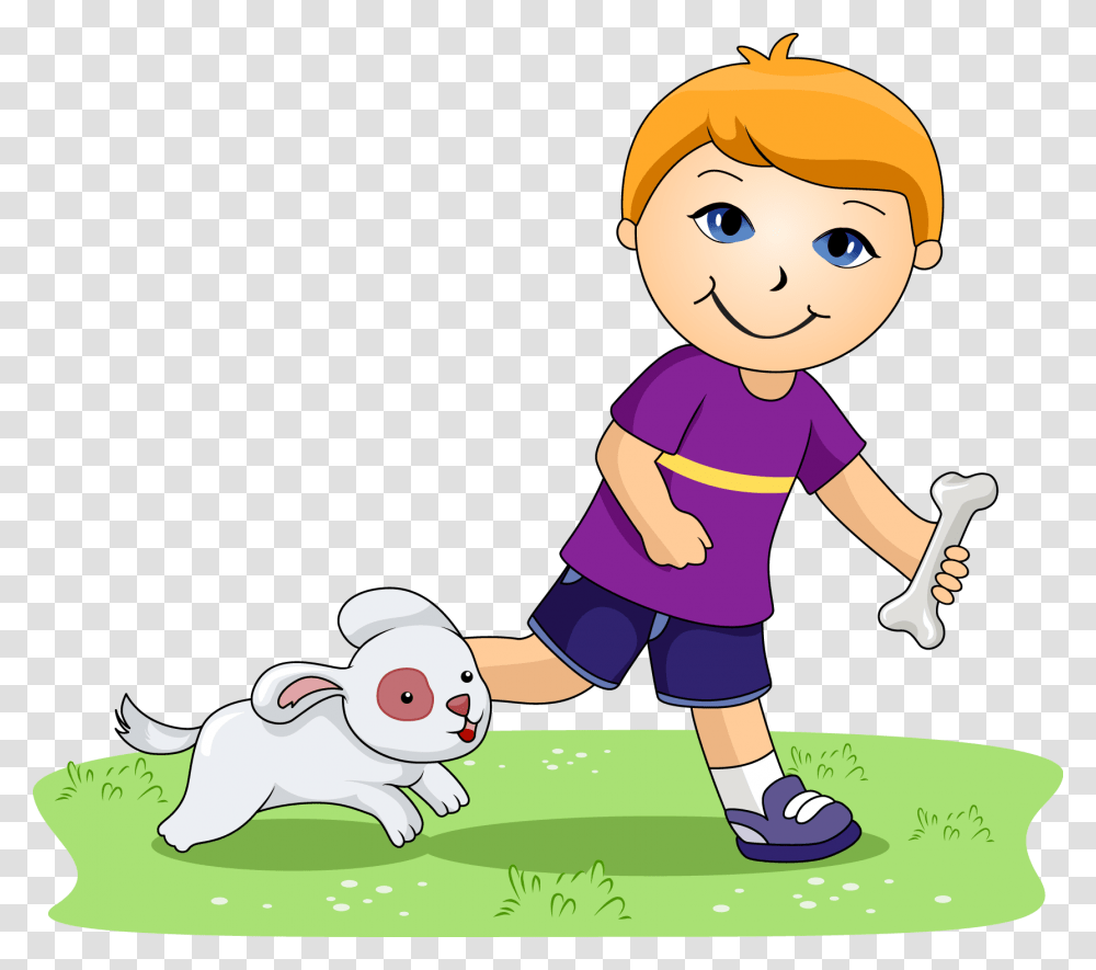 Man Walking A Dog Clipart Svg Library Lady Boy And Dog Clipart, Female, Toy, Girl, Kid Transparent Png