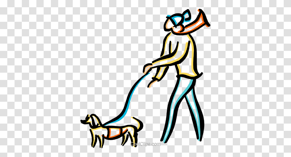 Man Walking A Dog Royalty Free Vector Clip Art Illustration, Mammal, Animal, Pet, Fireman Transparent Png