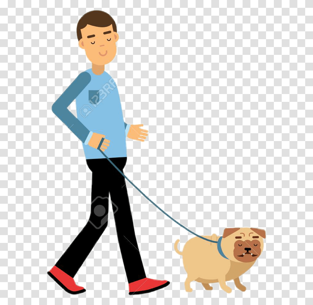 Man Walking Dog Clipart, Person, Human, Strap Transparent Png