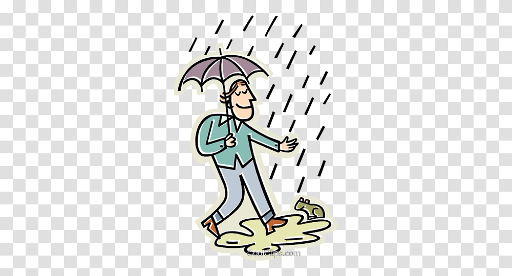 Man Walking In The Rain With An Umbrella Royalty Free Vector Clip, Poster, Outdoors, Canopy Transparent Png