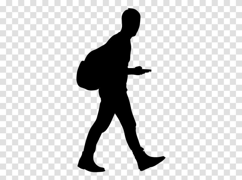 Man Walking Silhouette Bag People Walking Silhouette, Person, Human, Ninja, Photography Transparent Png