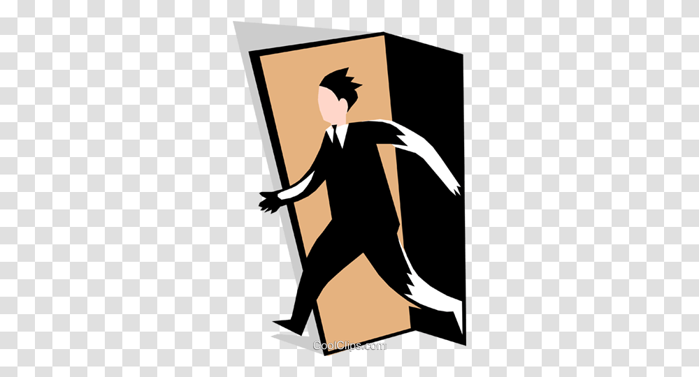 Man Walking Through Door Royalty Free Vector Clip Art Illustration, Person, Human, Performer, Silhouette Transparent Png