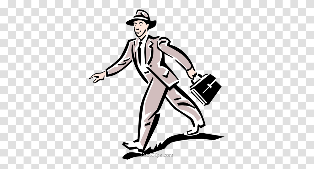 Man Walking To Work Royalty Free Vector Clip Art Illustration, Person, Bag, Briefcase, People Transparent Png