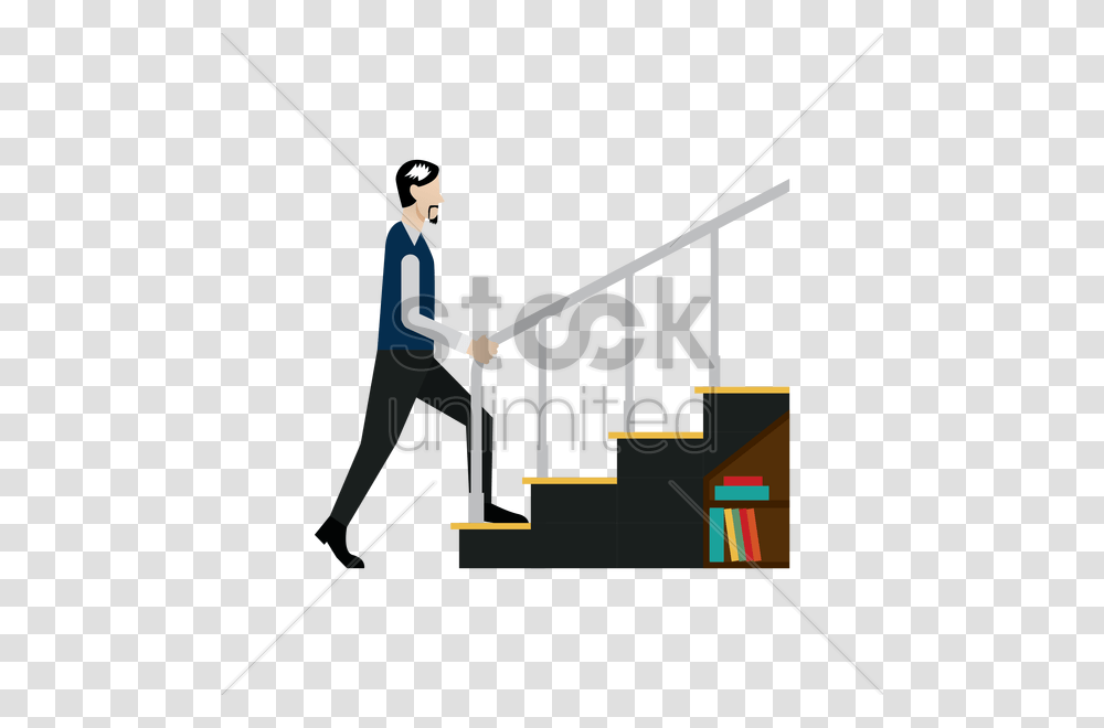 Man Walking Up A Stairs Vector Image Sitting, Person, Bow, Paddle, Oars Transparent Png
