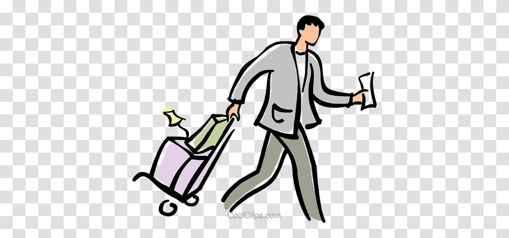 Man Walking With Luggage Royalty Free Vector Clip Art Illustration, Bird, Animal, Apparel Transparent Png