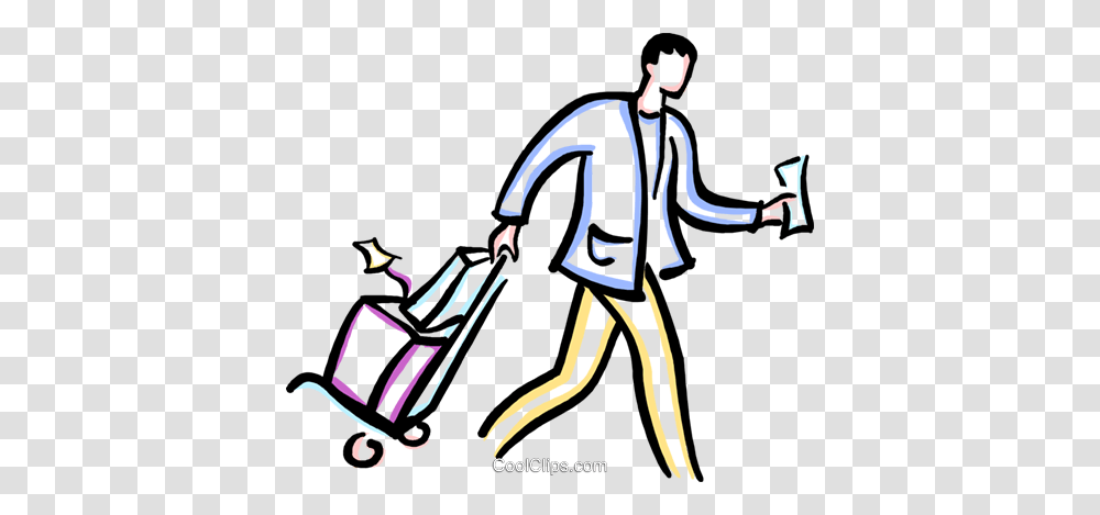 Man Walking With Luggage Royalty Free Vector Clip Art Illustration, Suitcase, Drawing, Cleaning Transparent Png