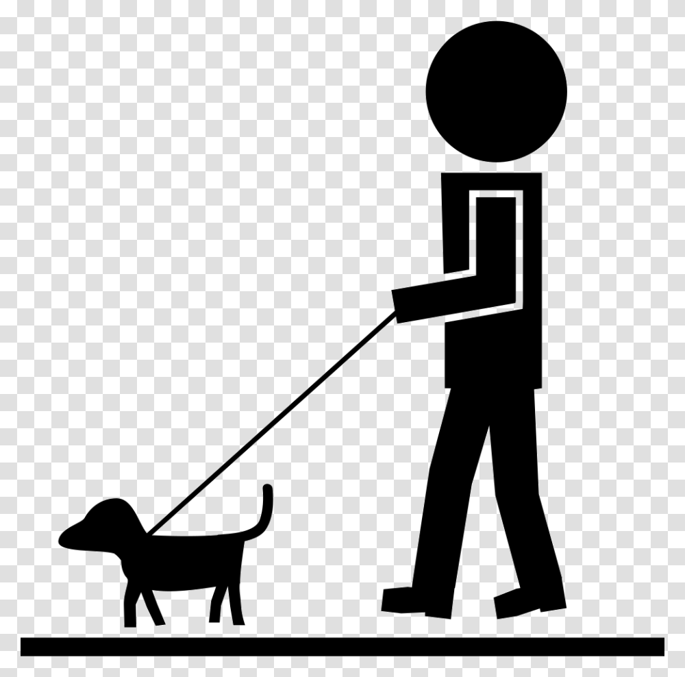 Man Walking With Pet Dog And A Cord Walking And Talking Icon, Person, Human, Cleaning, Pedestrian Transparent Png