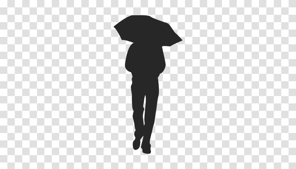 Man Walking With Umbrella, Silhouette, Person, Human, Standing Transparent Png
