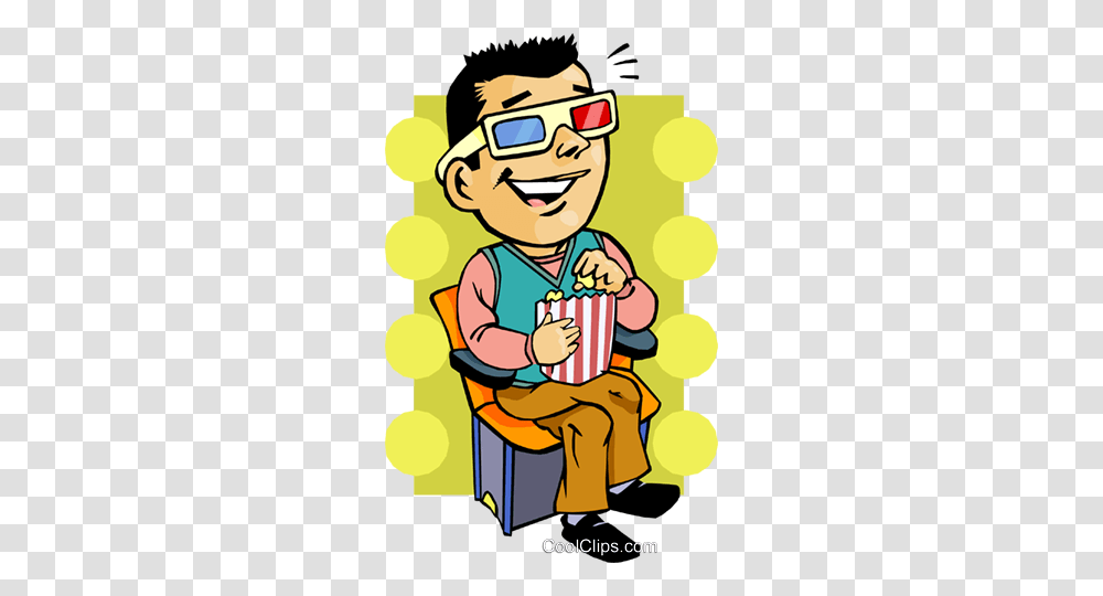 Man Watching A Movie With Glasses Royalty Free Vector Clip Art, Interior Design, Indoors, Food, Performer Transparent Png