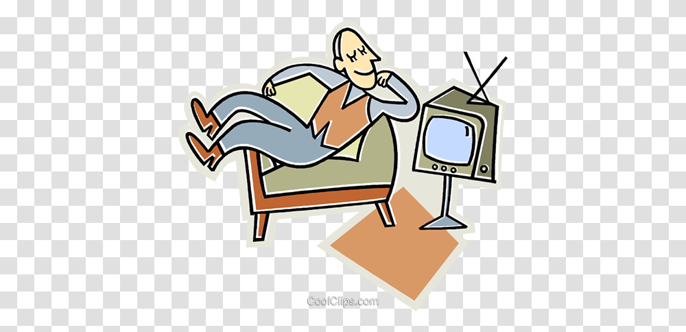 Man Watching Television Royalty Free Vector Clip Art Illustration, Furniture, Monitor, Screen, Electronics Transparent Png