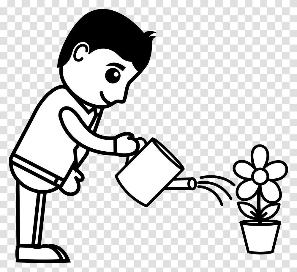 Man Watering Flower Plants Watering The Plants Drawing, Stencil, Performer, Photography, Magician Transparent Png