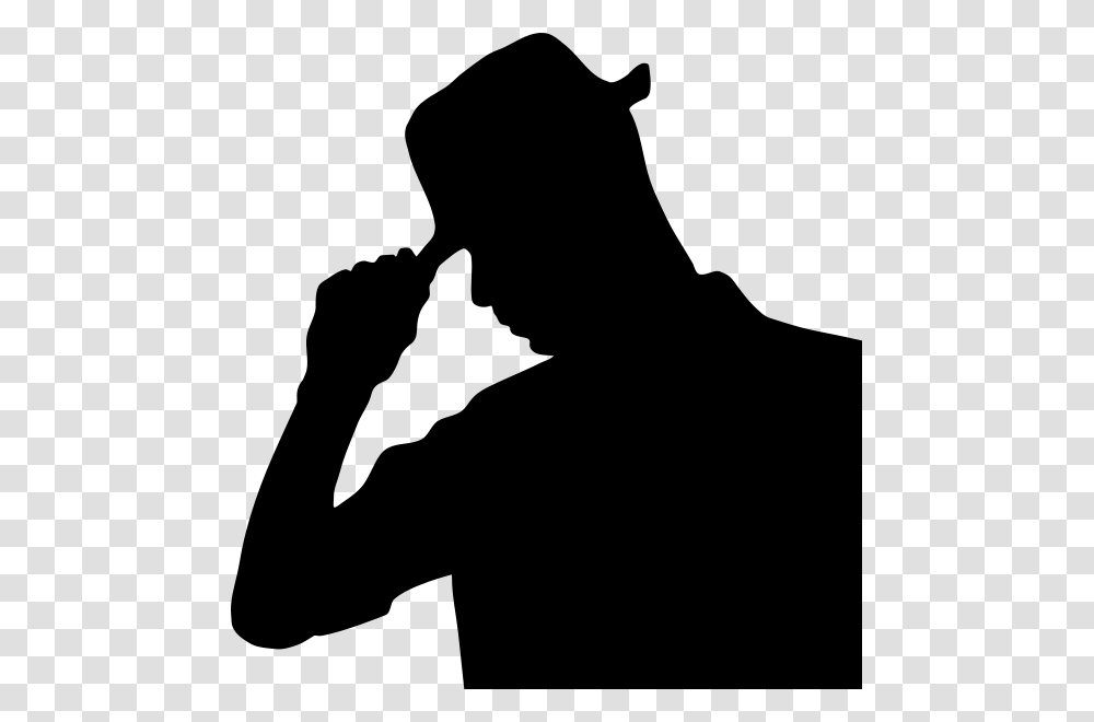 Man Wearing Hat Images Man Holding Hat Silhouette, Gray, World Of Warcraft Transparent Png