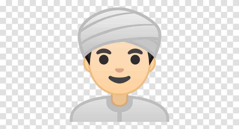 Man Wearing Turban Light Skin Tone Emoji Emoji Person Raising Hand, Hat, Clothing, Apparel, Cap Transparent Png