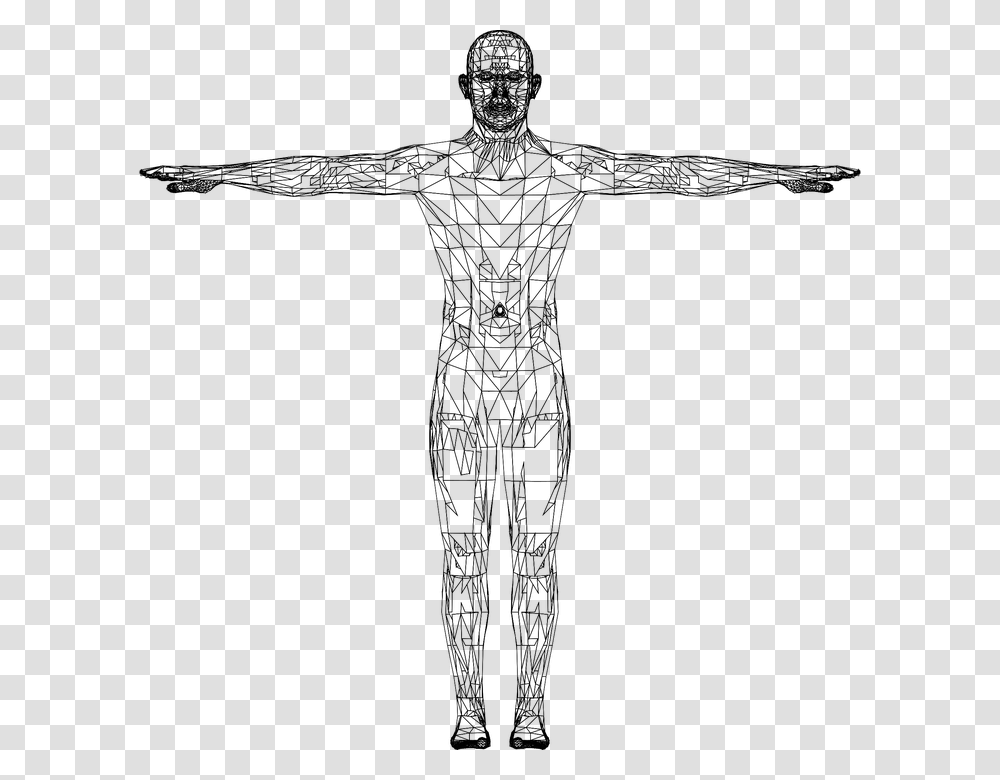 Man Wireframe Low Poly Polygons Triangles Male Human Figure Human Body Icon, Gray, World Of Warcraft Transparent Png