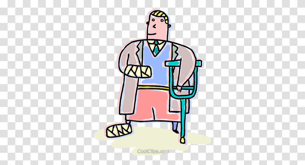 Man With A Broken Arm And Leg Royalty Free Vector Clip Art, Chair, Label Transparent Png