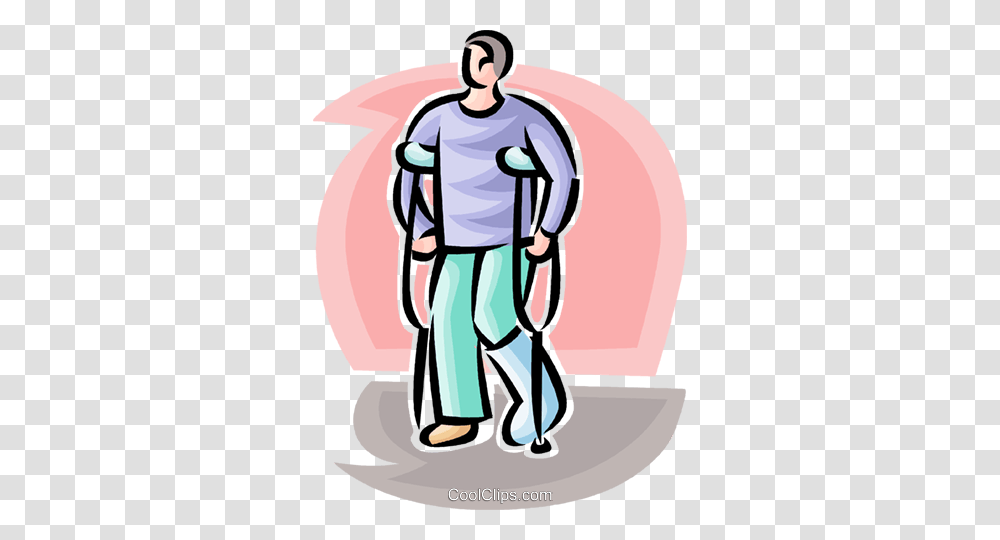 Man With A Broken Leg And Crutches Royalty Free Vector Clip Art, Cleaning Transparent Png