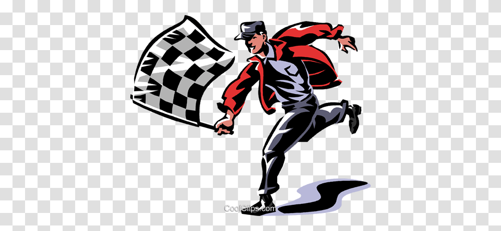 Man With A Checkered Flag Royalty Free Vector Clip Art, Person, People, Adventure, Leisure Activities Transparent Png
