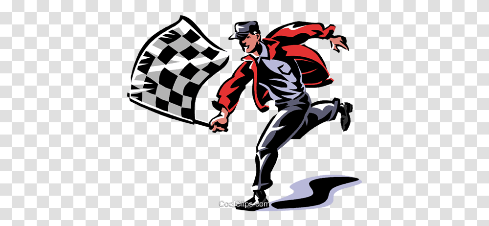 Man With A Checkered Flag Royalty Free Vector Clip Art Race Car Flag Man, Person, Human, Duel, Poster Transparent Png