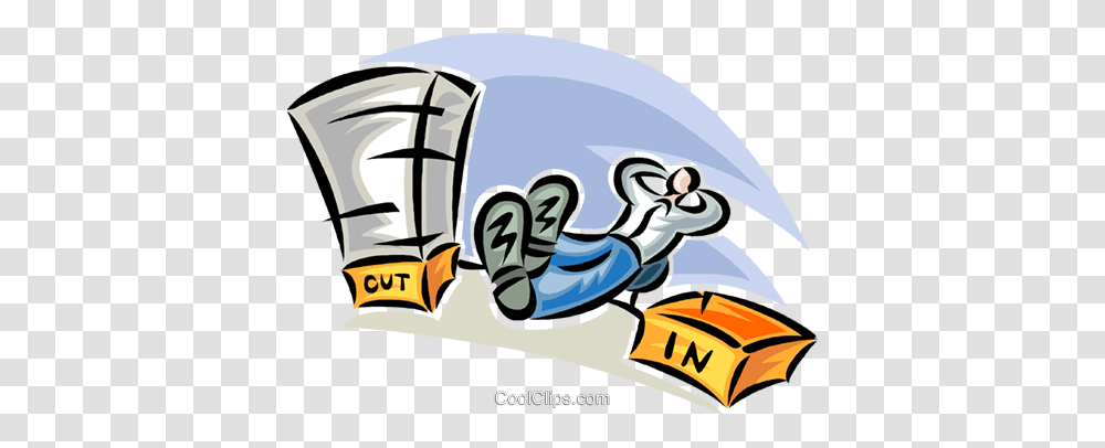 Man With A Full Out Box Relaxing Royalty Free Vector Clip Art, Poster, Advertisement, Flyer Transparent Png