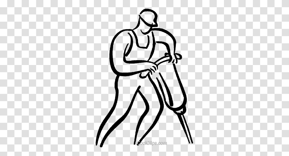 Man With A Jackhammer Royalty Free Vector Clip Art Illustration, Drawing, Alphabet, Hand Transparent Png
