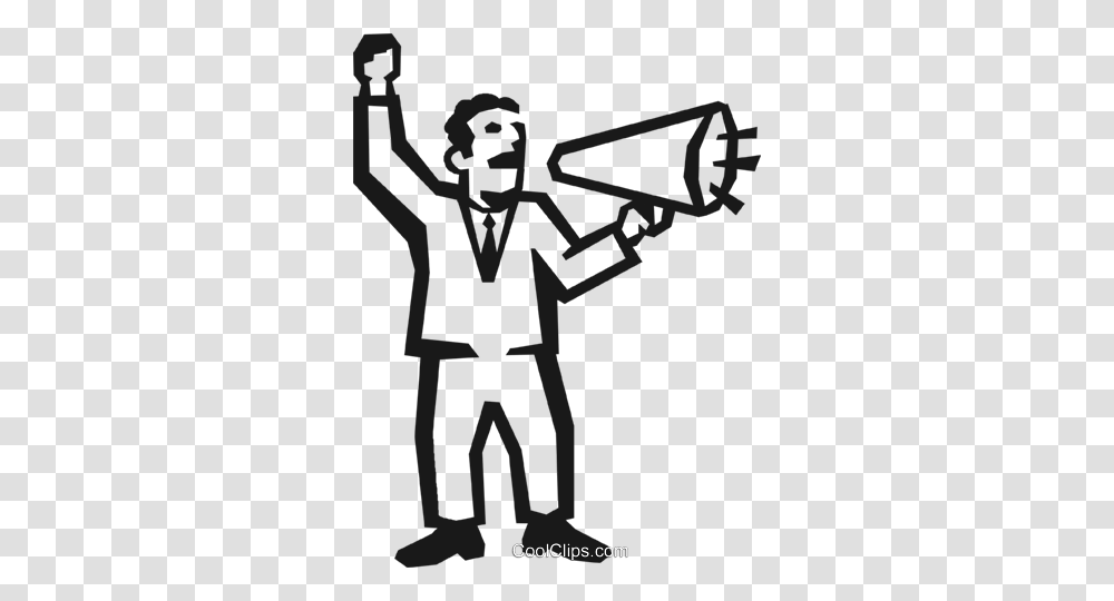 Man With A Megaphone Royalty Free Vector Clip Art Illustration, Hand, Cross, Photography, Telescope Transparent Png