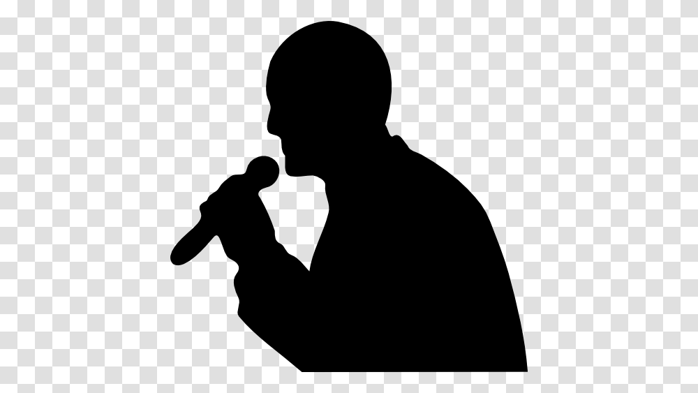 Man With A Microphone Clipart, Silhouette, Person, Human, Kneeling Transparent Png