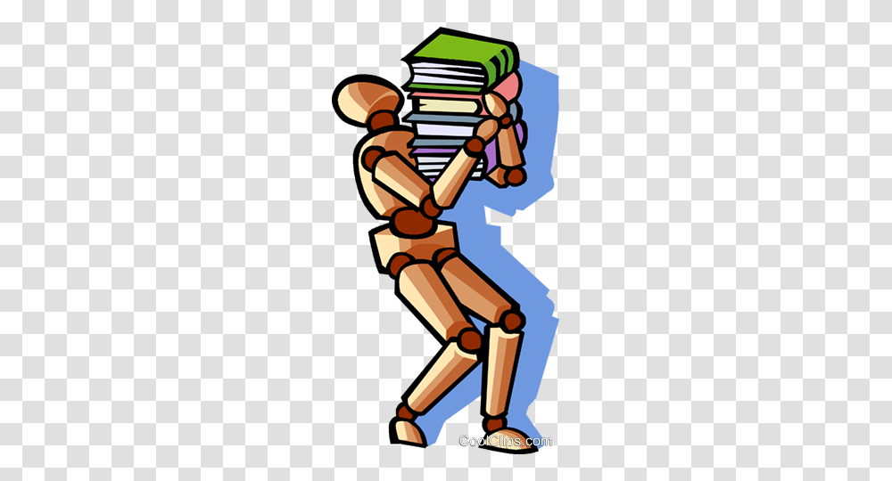 Man With A Pile Of Books Royalty Free Vector Clip Art Illustration, Architecture, Building, Robot, Nutcracker Transparent Png