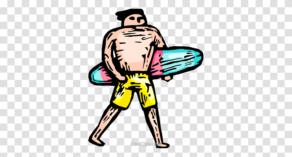 Man With A Surfboard Royalty Free Vector Clip Art Illustration, Person, Hand, Drawing, People Transparent Png