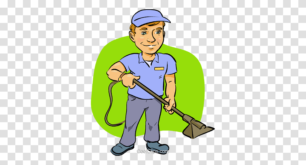 Man With A Vacuum Royalty Free Vector Clip Art Illustration, Person, Human, Cleaning, Washing Transparent Png