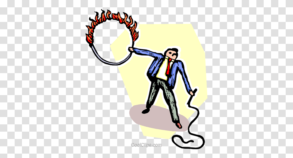 Man With A Whip And A Flaming Hoop Royalty Free Vector Clip Art, Person, Human, Poster, Advertisement Transparent Png