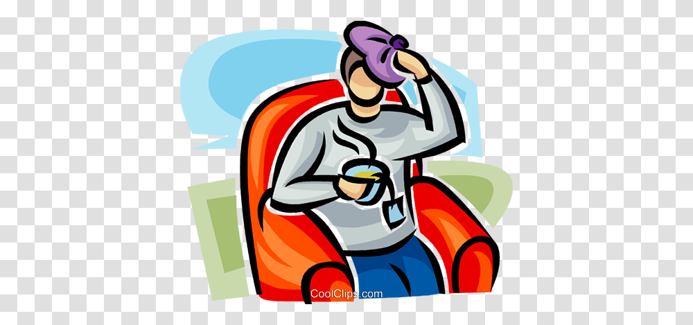 Man With An Ice Pack On His Head Royalty Free Vector Clip Art, Drawing, Poster, Advertisement Transparent Png