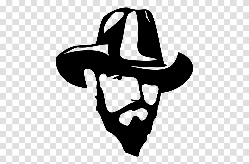 Man With Beard And Baseball Hat Clipart Image Freeuse Clipart Cowboy Head Silhouette, Apparel, Stencil, Cowboy Hat Transparent Png