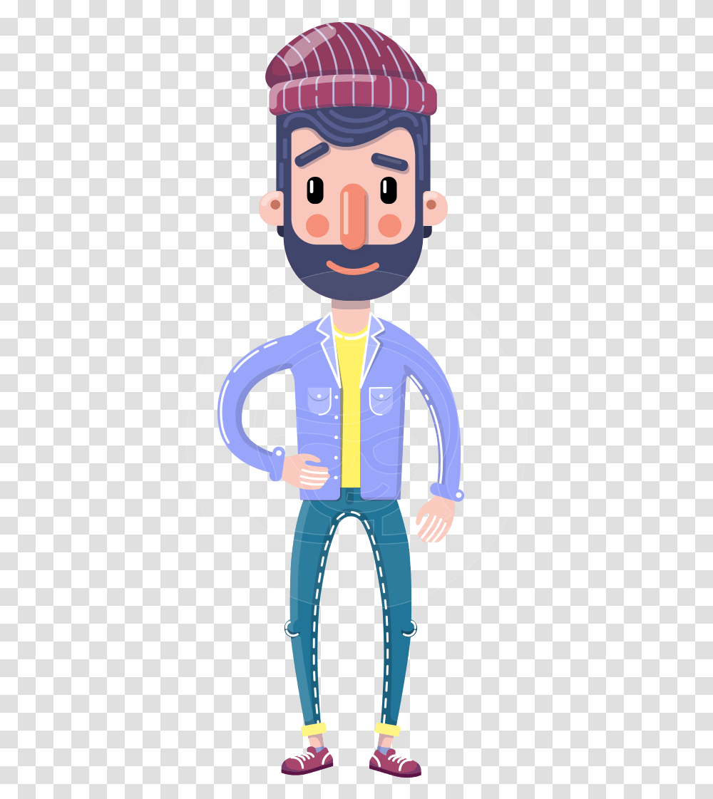 Man With Beard Cartoon Character Cartoon, Standing, Clothing, Apparel, Toy Transparent Png