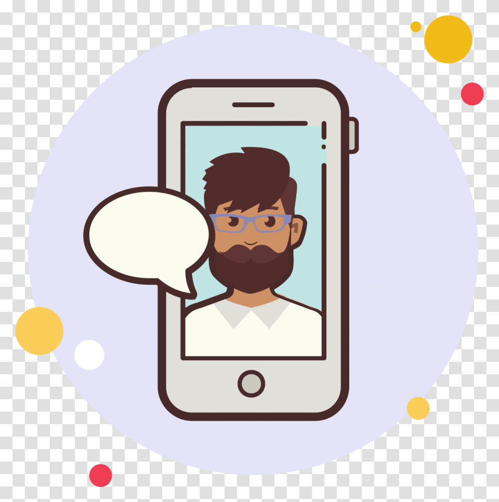 Man With Beard Messaging Icon Man Picture In The Phone Clipart, Electronics, Mobile Phone, Cell Phone, Ipod Transparent Png