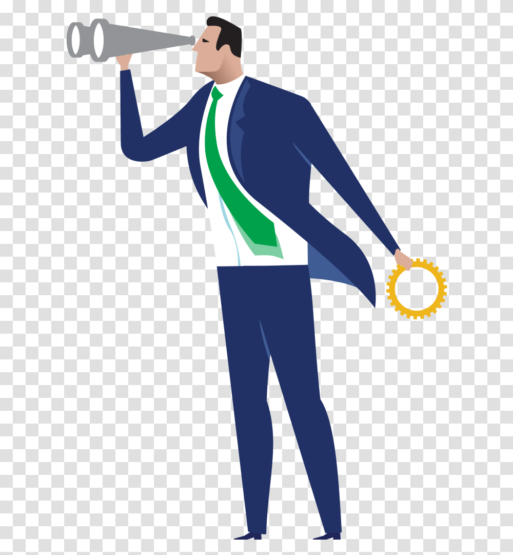 Man With Binocular Person Looking Through Binoculars Clipart, Sleeve, Long Sleeve, Pants Transparent Png