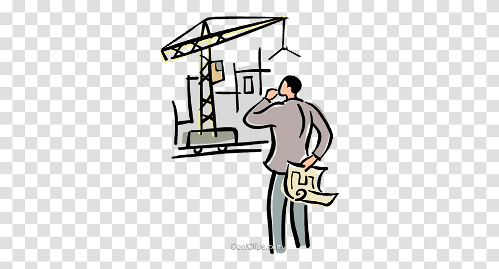 Man With Blueprints Royalty Free Vector Clip Art Illustration, Utility Pole, Person, Outdoors Transparent Png