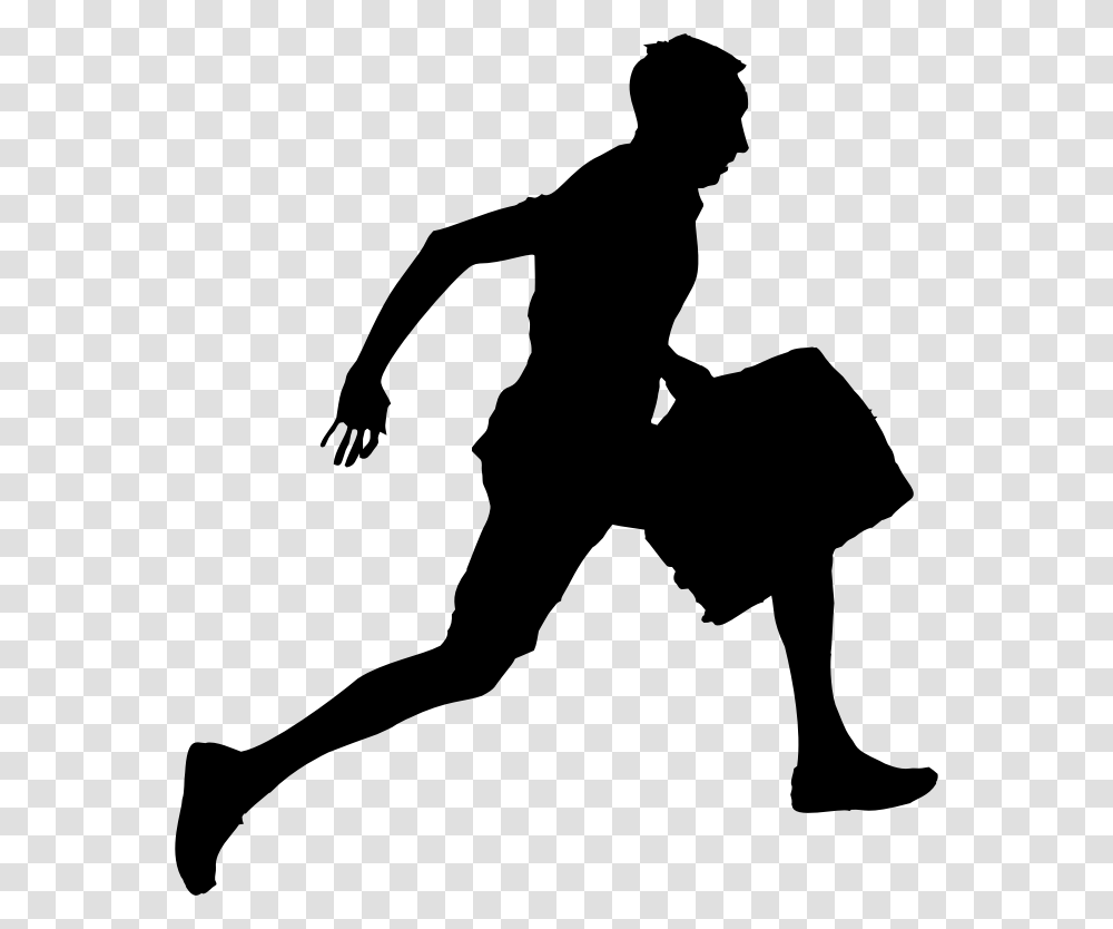 Man With Briefcase Running Silhouette People Running, Gray, World Of Warcraft Transparent Png