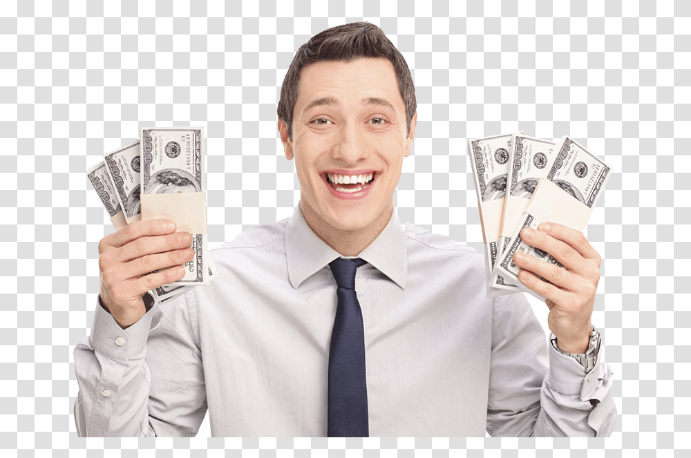 Man With Cash Men Happy With Money, Tie, Accessories, Accessory, Person Transparent Png