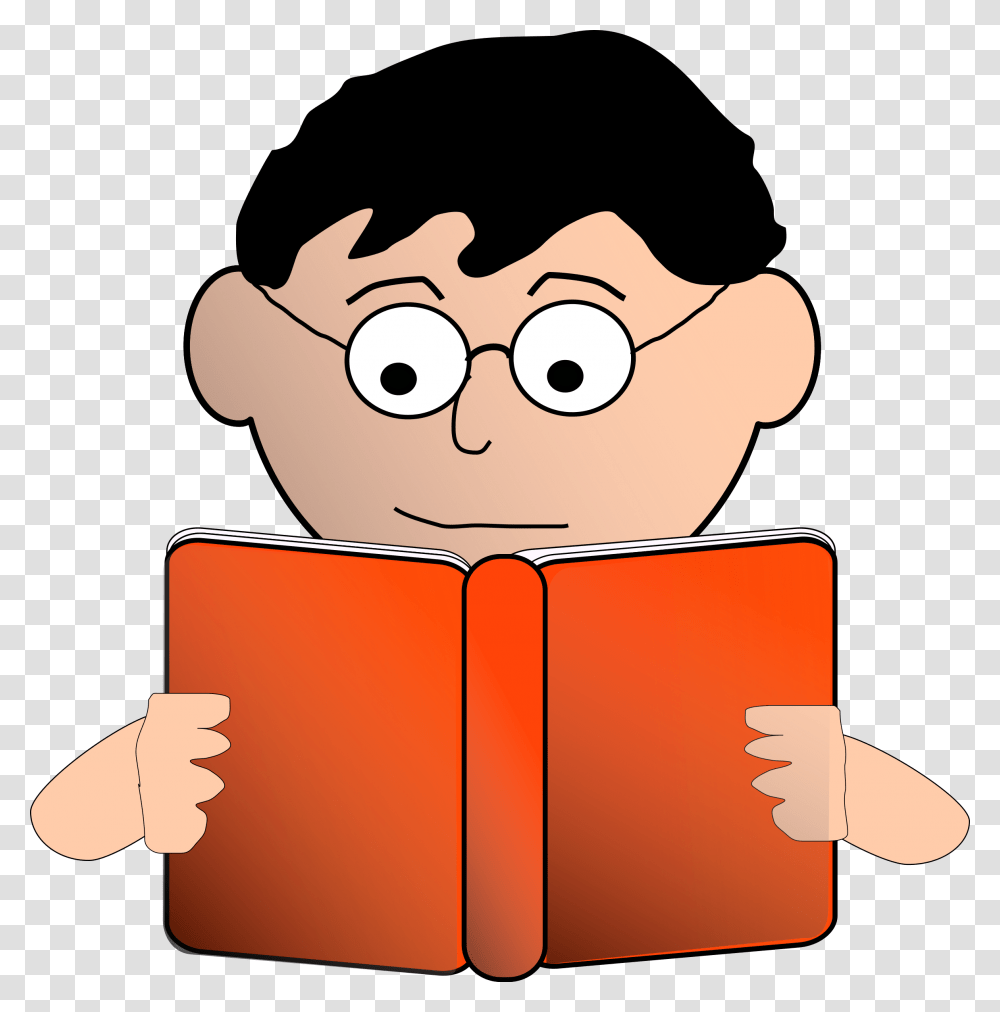 Man With Glasses Clipart, Reading, Book Transparent Png