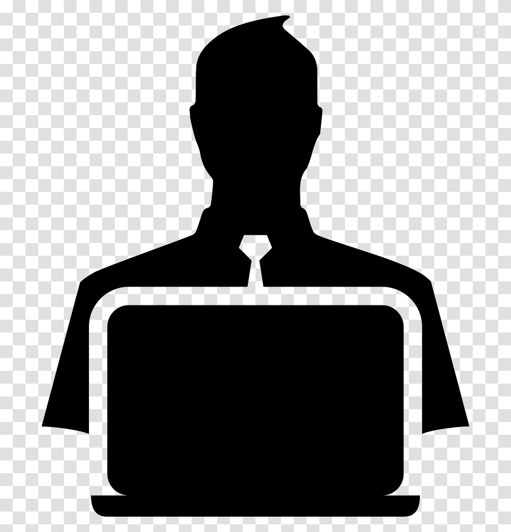 Man With Laptop Icon Clipart Download Man With Laptop Icon, Silhouette, Person, Stencil Transparent Png