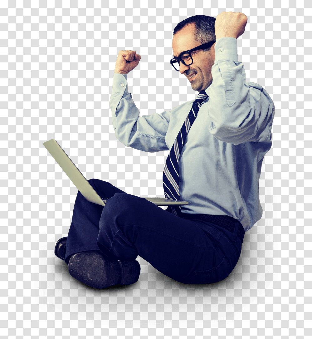 Man With Laptop Man Sitting Laptop, Tie, Accessories, Person Transparent Png