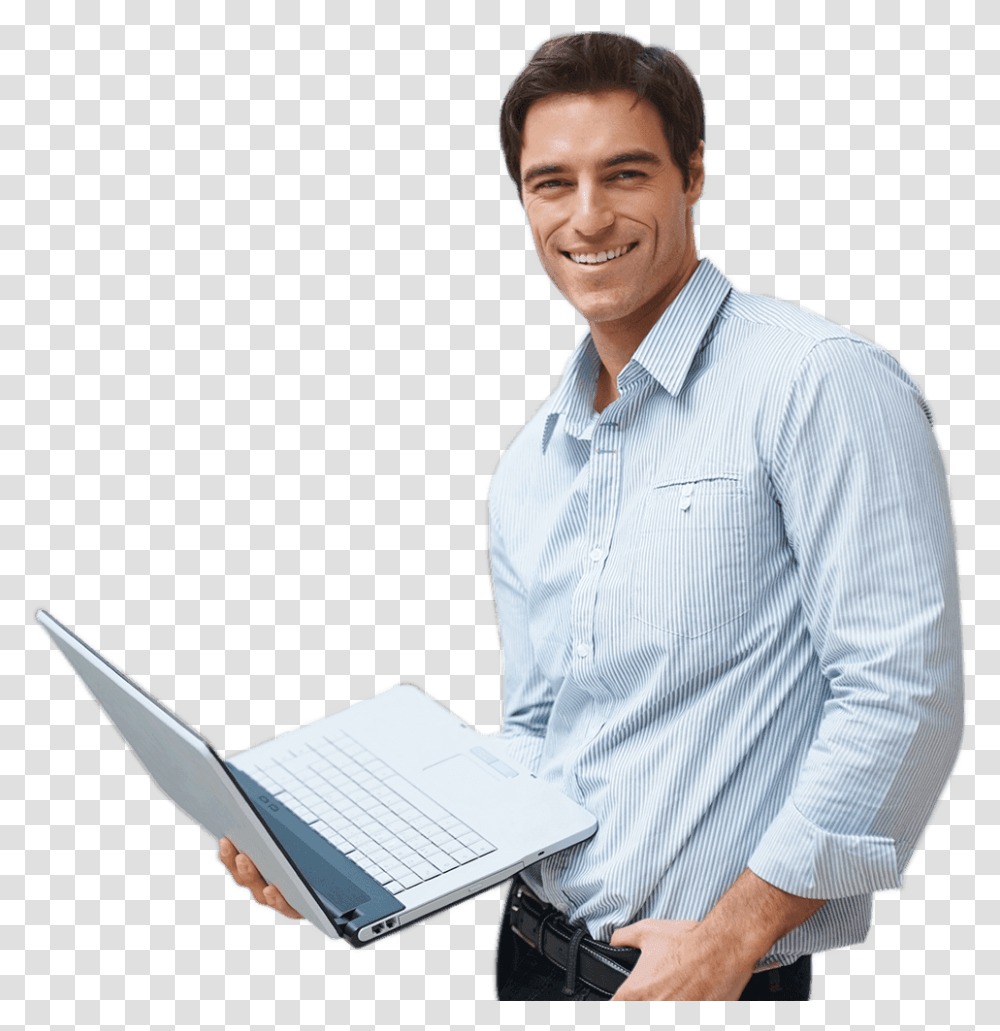 Man With Laptop, Pc, Computer, Electronics Transparent Png