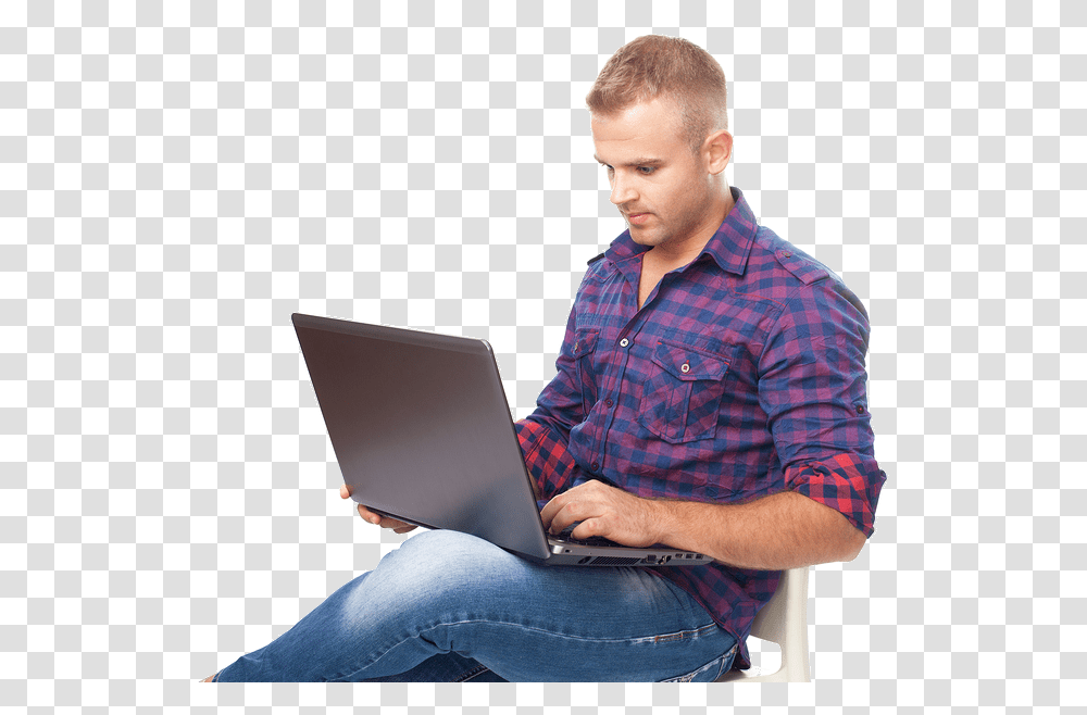 Man With Laptop, Pc, Computer, Electronics, Person Transparent Png